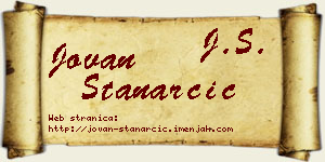 Jovan Stanarčić vizit kartica